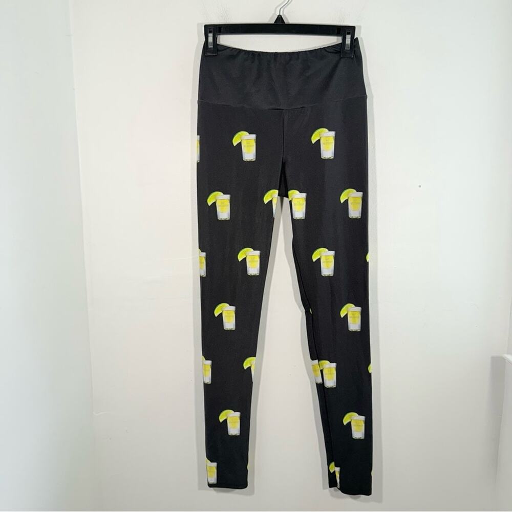 Goldsheep Black Tequila Shot Athletic Leggings Size Medium